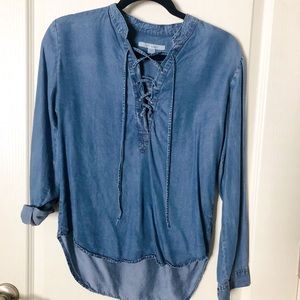 Altar’d State Denim Top with Lacing (size: XS)